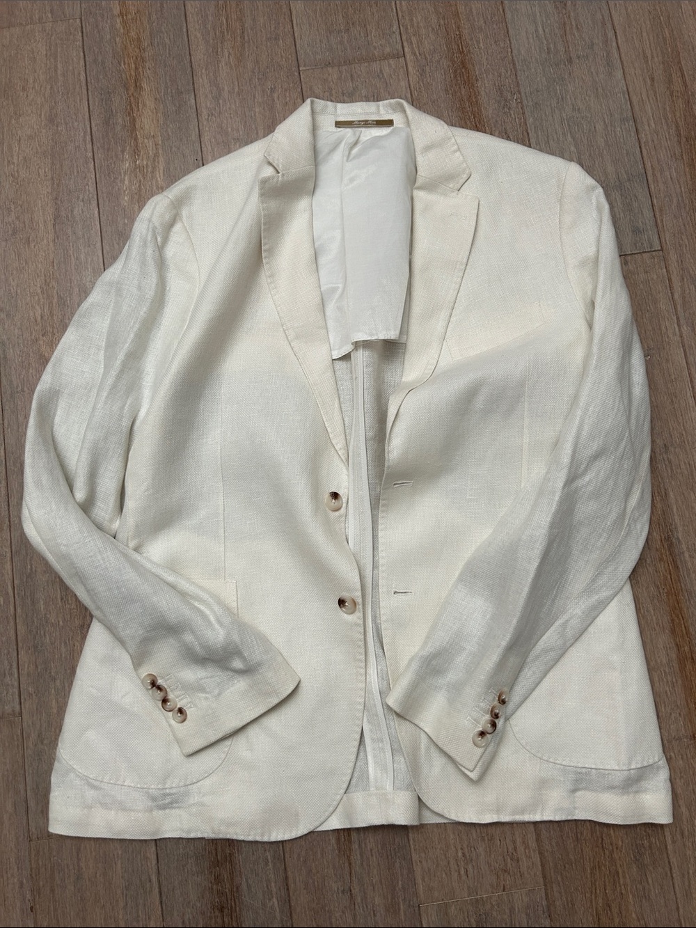 Mango Men’s 100% Linen Cream Single Single-Breasted Blazer size 42